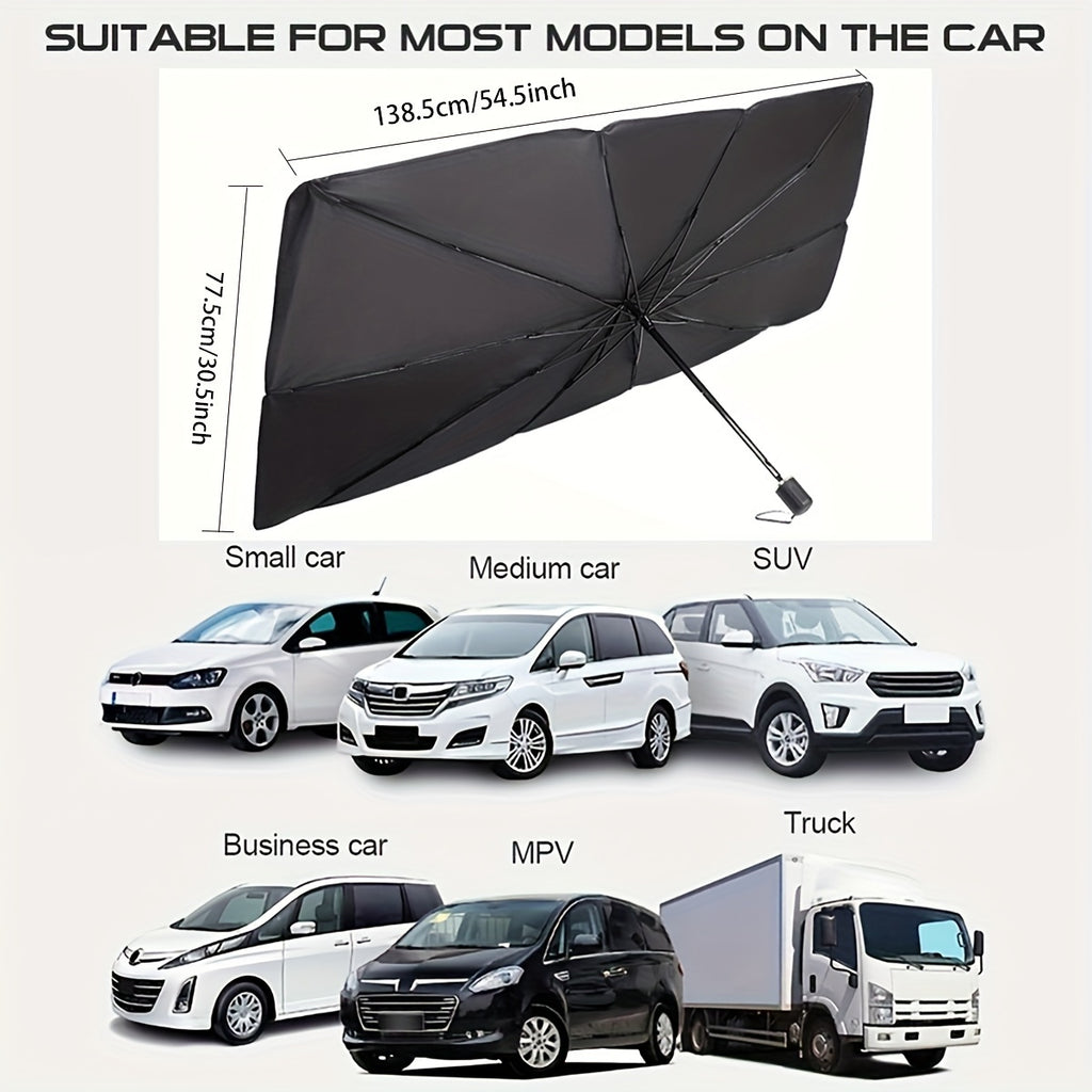 Umbrelă parasolar auto pliabilă cu protecție solară UV și izolare termică