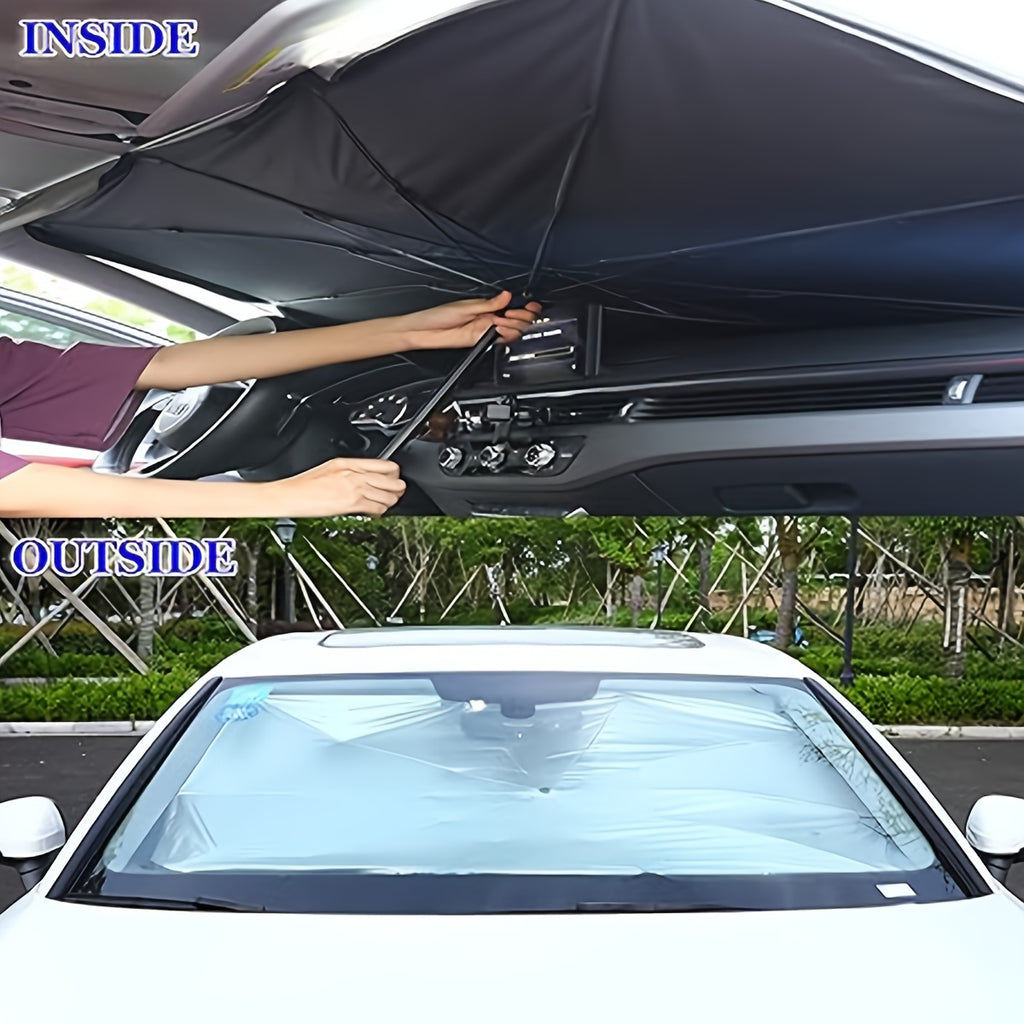 Umbrelă parasolar auto pliabilă cu protecție solară UV și izolare termică