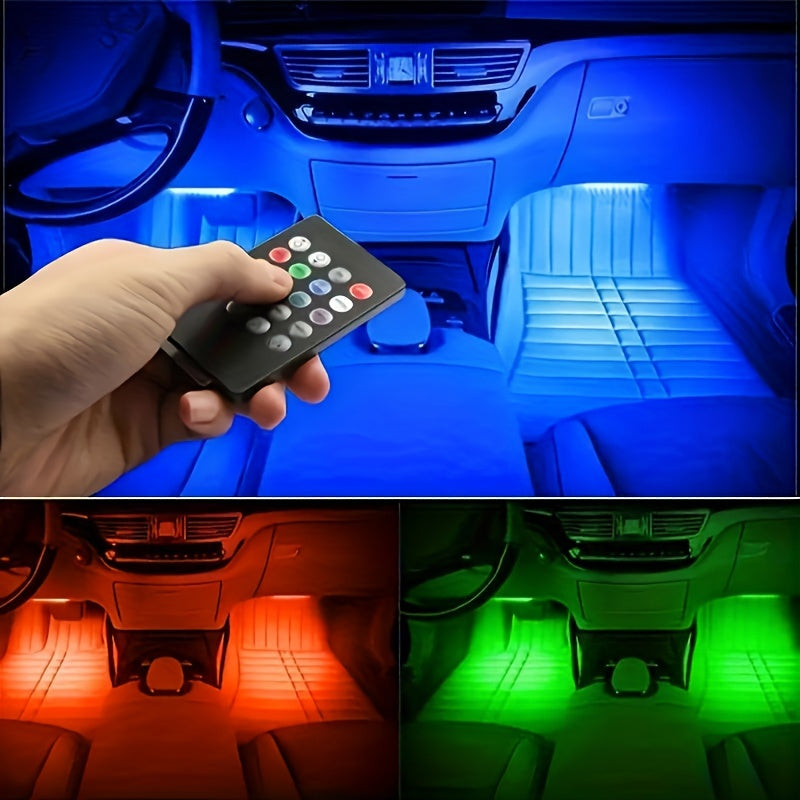 Set LED auto interior cu efecte muzicale și lumină ambientală colorată