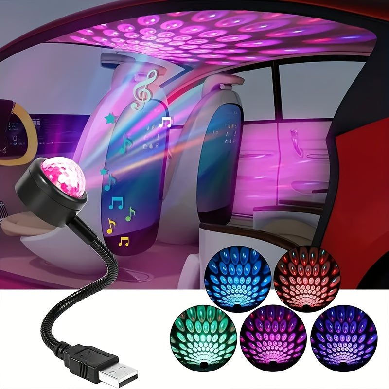 Lampă LED decorativă auto cu efecte muzicale și atmosferă festivă