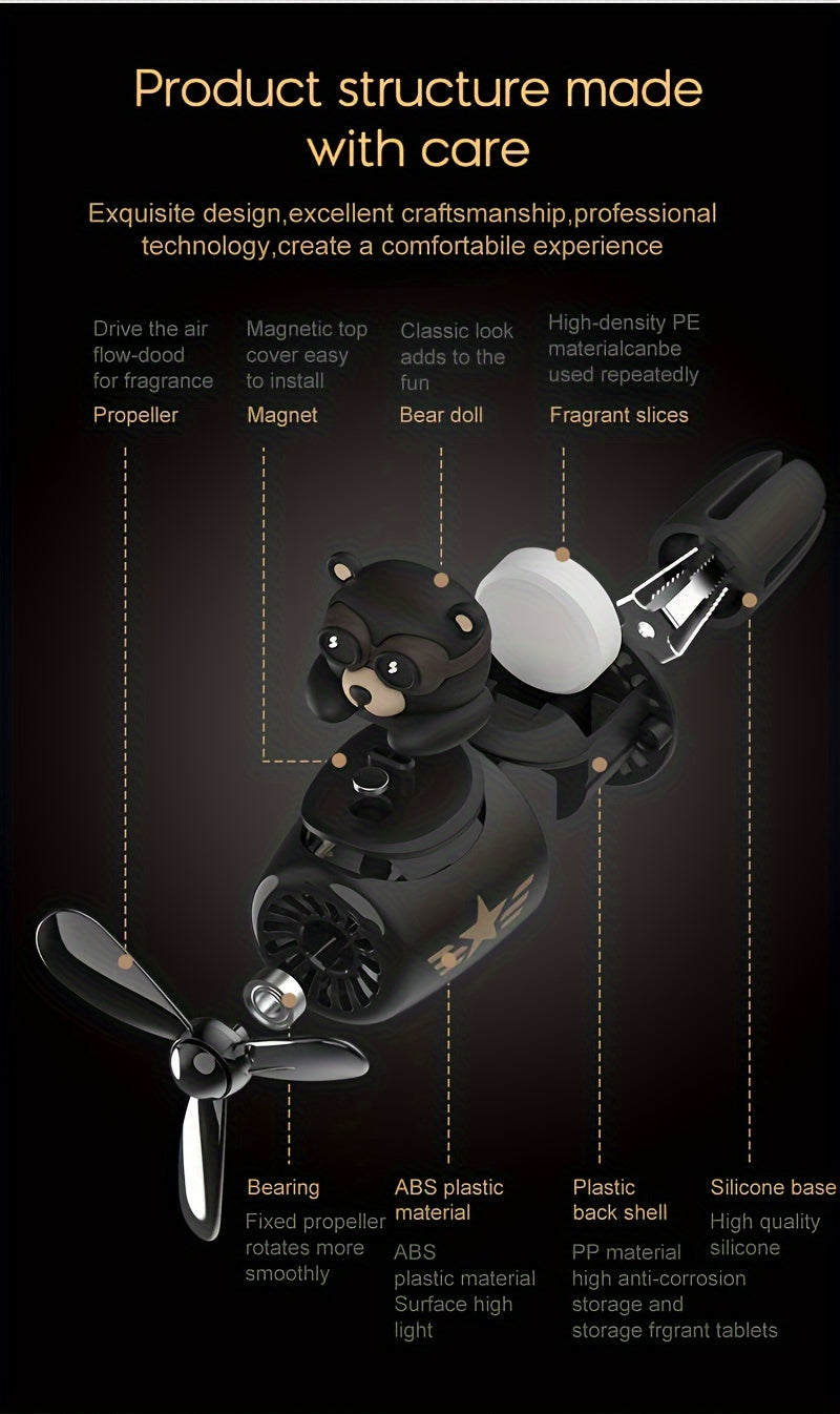 Odorizant auto magnetic cu design urs pilot și elice rotativă