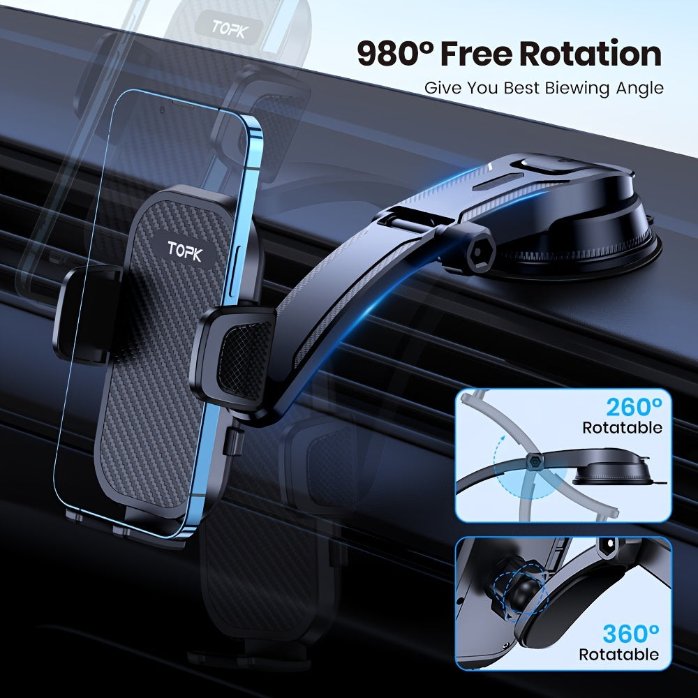 Suport auto reglabil pentru telefon, montare pe bord