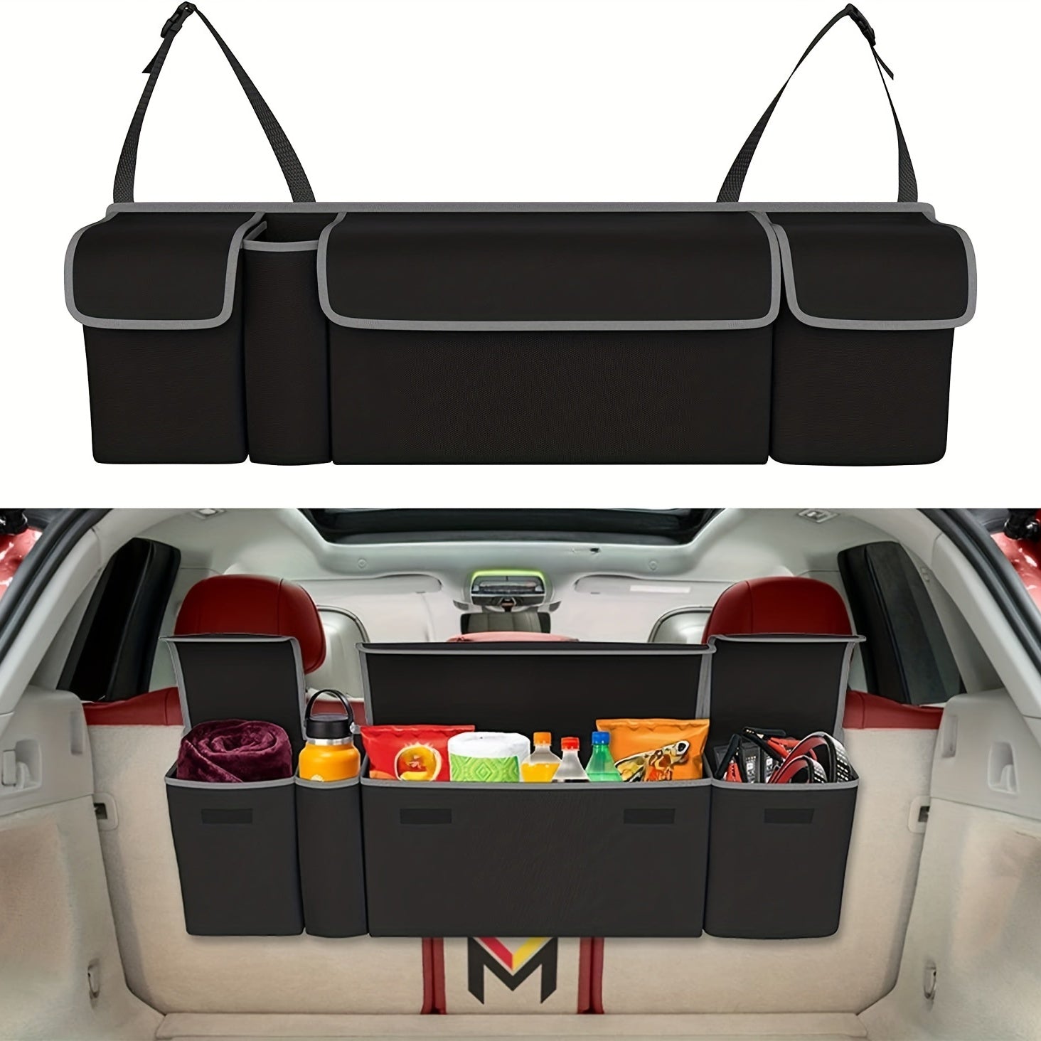 Organizator auto de portbagaj pliabil și impermeabil cu 4 compartimente