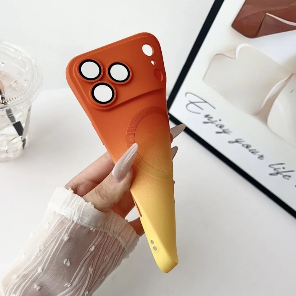 Husă din silicon magnetic cu efect de culoare gradient pentru iPhone