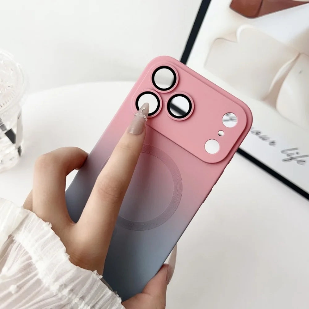 Husă din silicon magnetic cu efect de culoare gradient pentru iPhone