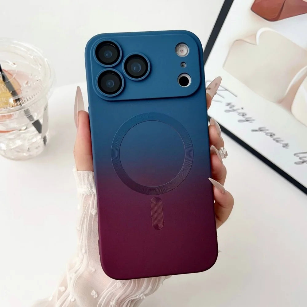 Husă din silicon magnetic cu efect de culoare gradient pentru iPhone