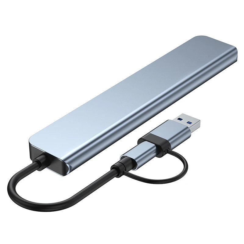 Hub multifuncțional 8-în-2 cu USB, Type-C și cititor de carduri