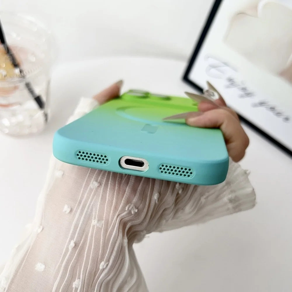 Husă din silicon magnetic cu efect de culoare gradient pentru iPhone