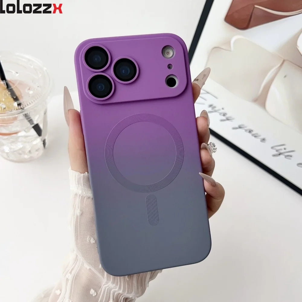 Husă din silicon magnetic cu efect de culoare gradient pentru iPhone
