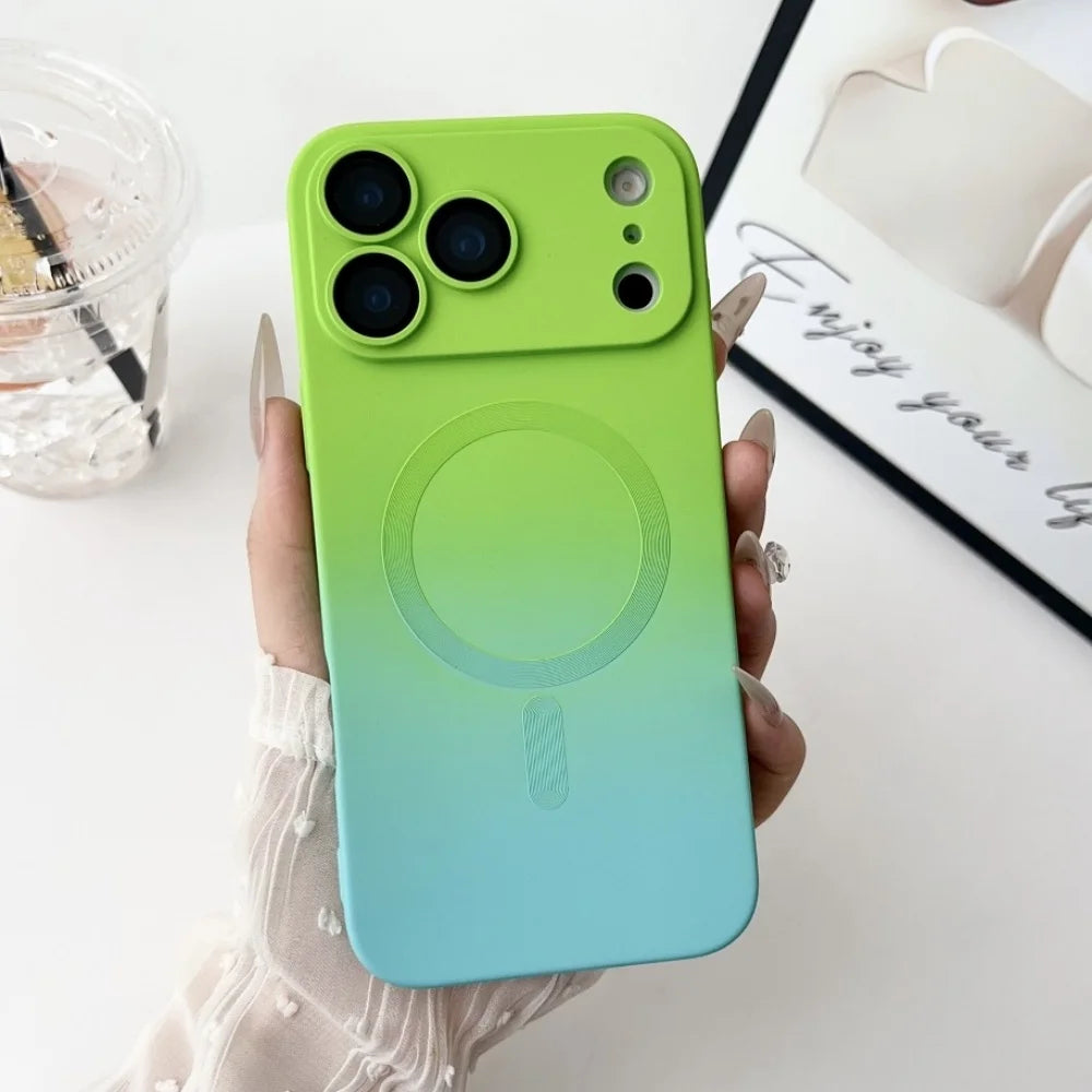 Husă din silicon magnetic cu efect de culoare gradient pentru iPhone