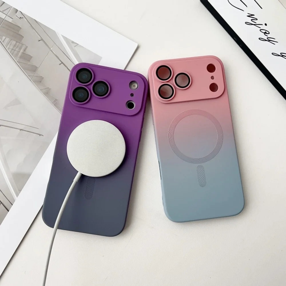 Husă din silicon magnetic cu efect de culoare gradient pentru iPhone