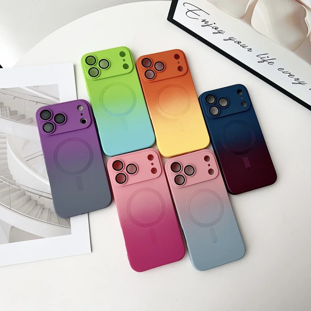 Husă din silicon magnetic cu efect de culoare gradient pentru iPhone