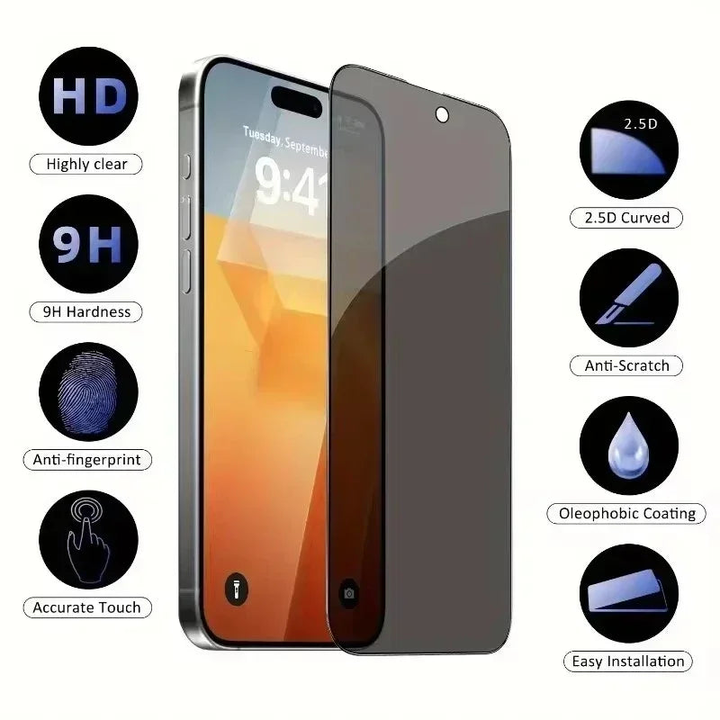 Folie de protecție ecran Anti-Spy cu acoperire completă pentru iPhone