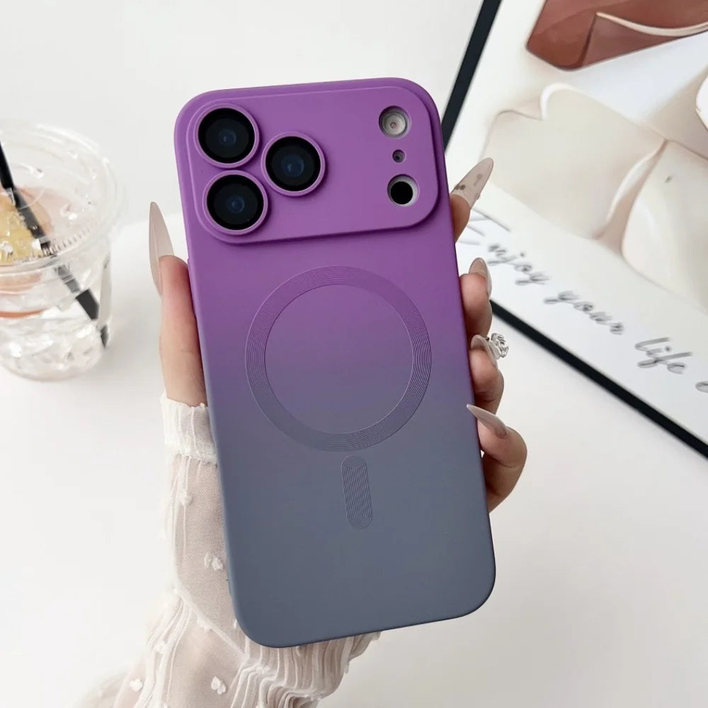 Husă din silicon magnetic cu efect de culoare gradient pentru iPhone
