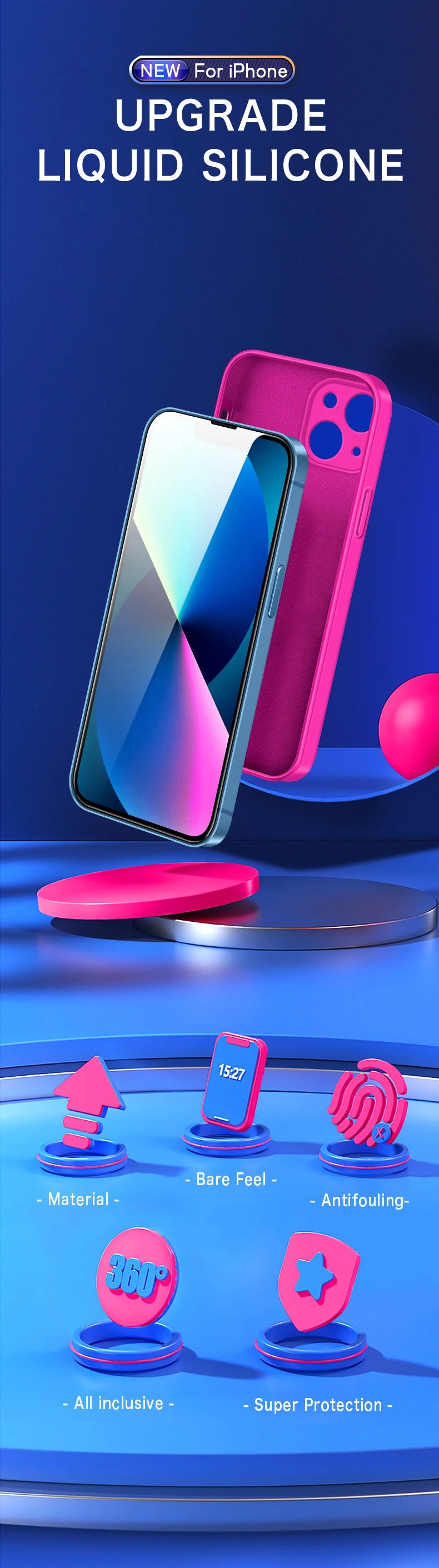 Husă originală din silicon pentru iPhone 11–17 Pro Max