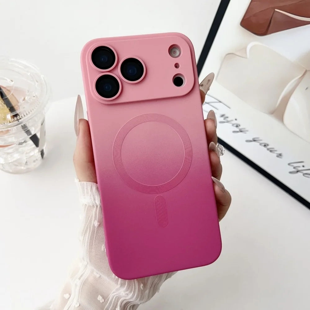 Husă din silicon magnetic cu efect de culoare gradient pentru iPhone