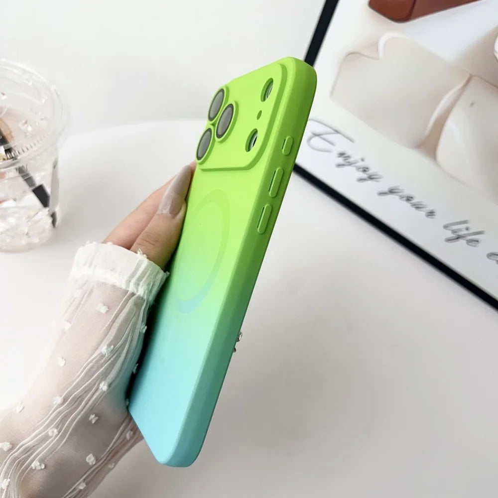 Husă din silicon magnetic cu efect de culoare gradient pentru iPhone