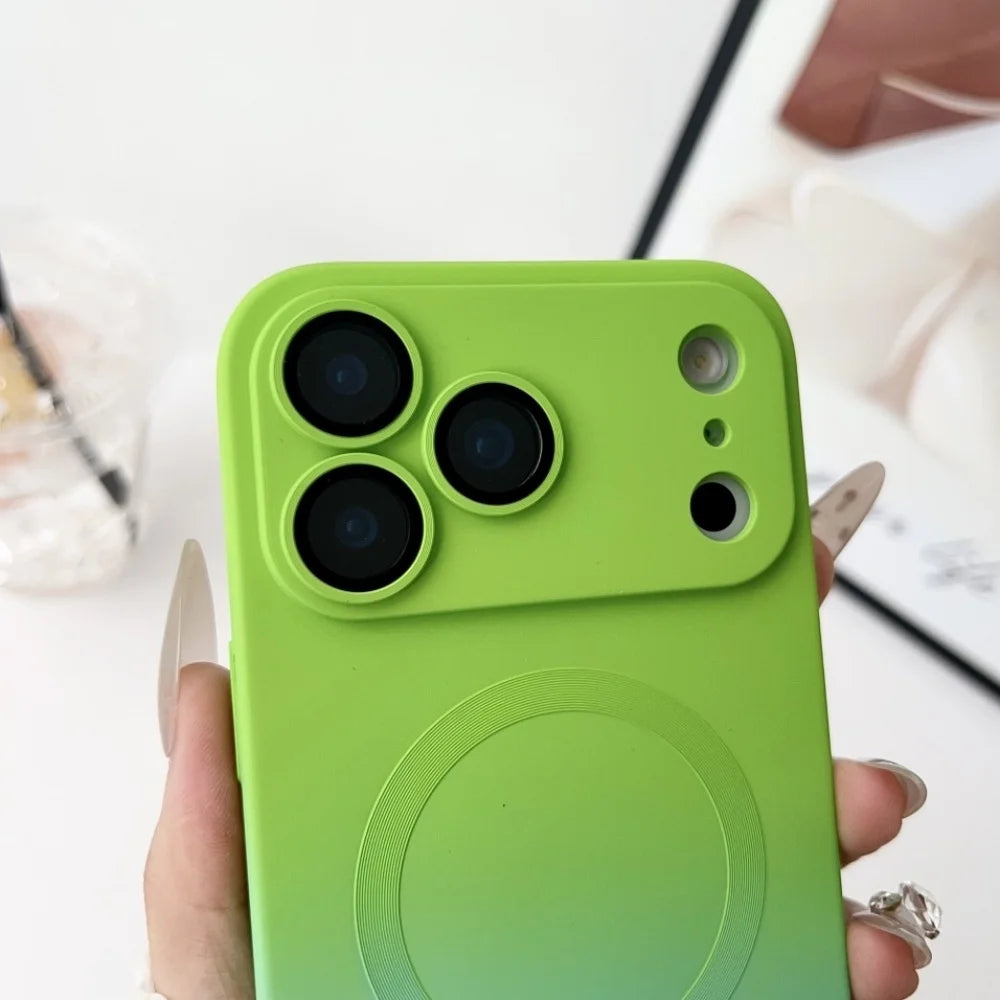 Husă din silicon magnetic cu efect de culoare gradient pentru iPhone