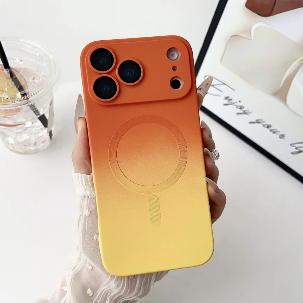 Husă din silicon magnetic cu efect de culoare gradient pentru iPhone