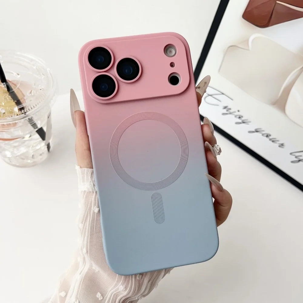 Husă din silicon magnetic cu efect de culoare gradient pentru iPhone