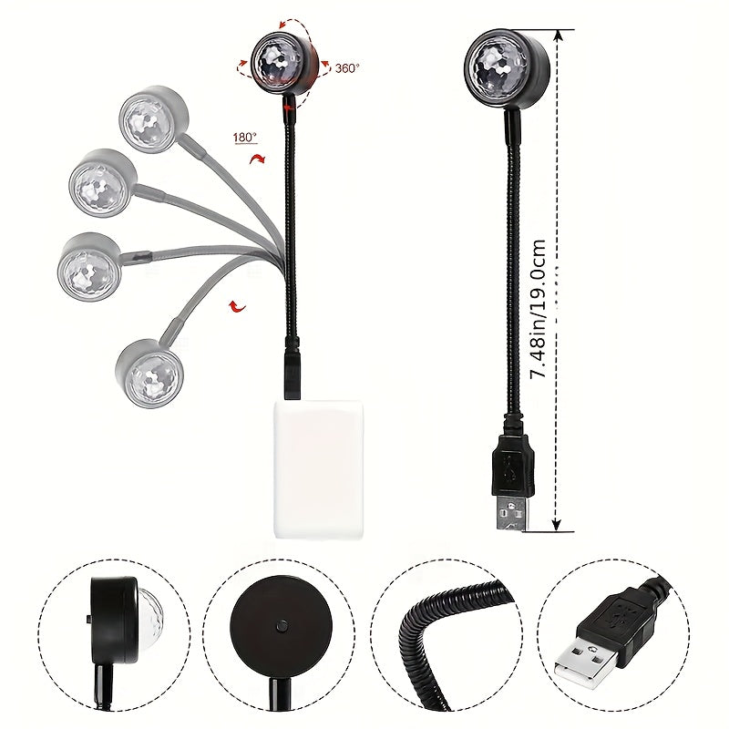 Lampă LED decorativă auto cu efecte muzicale și atmosferă festivă