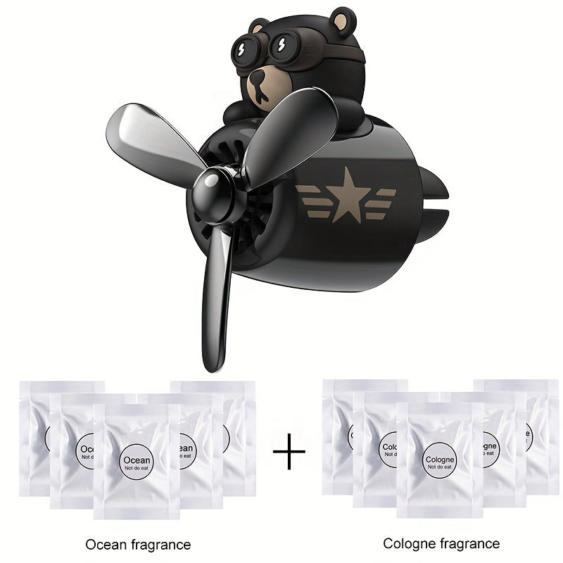 Odorizant auto magnetic cu design urs pilot și elice rotativă
