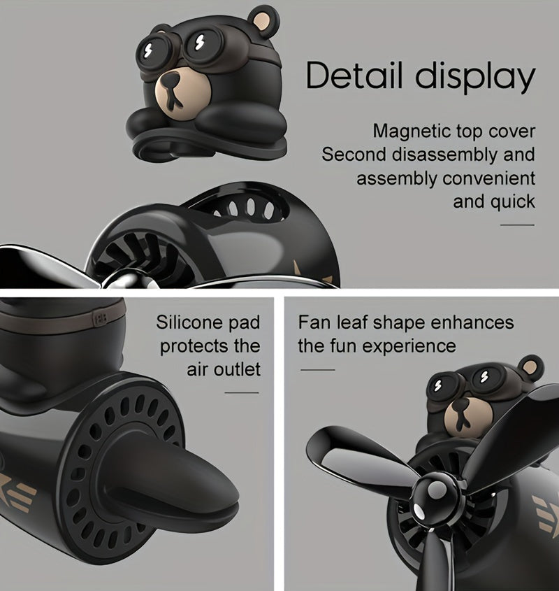 Odorizant auto magnetic cu design urs pilot și elice rotativă